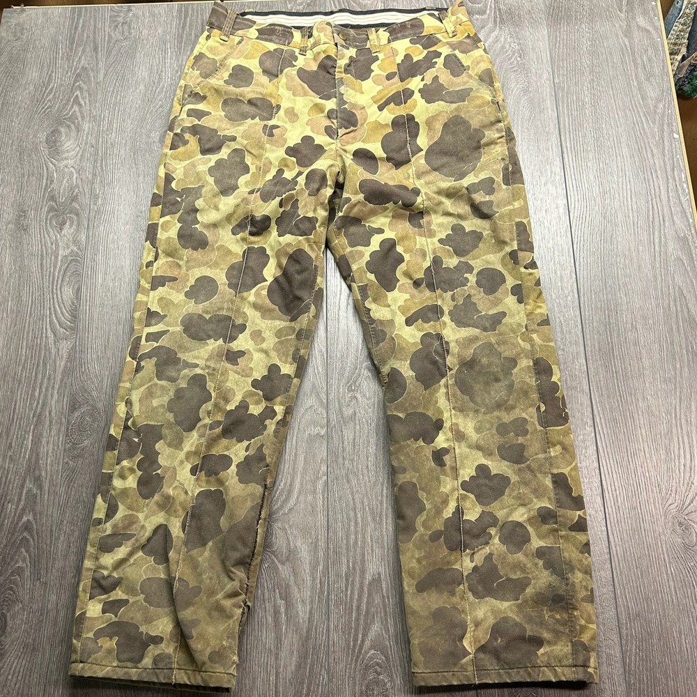 Vintage Cabelas Duck Hunter Camo Pants Mens 37x29 Frog Skin Camouflage Trousers